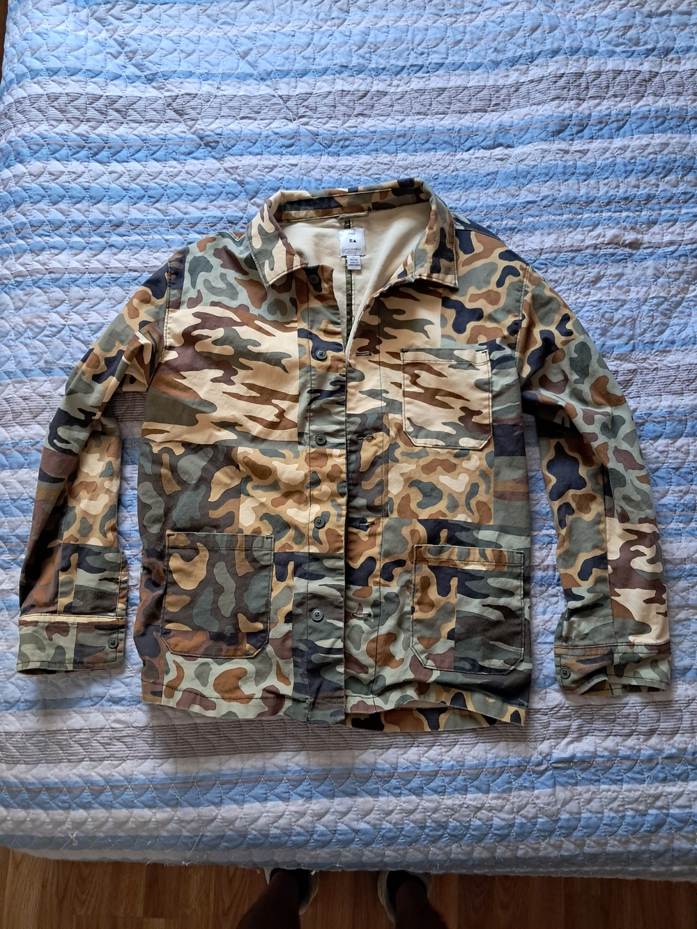 Free Assembly Boys Patchwork Camo Chore Jacket Shirt Shacket L 10/12 Cotton